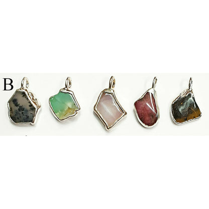 53962.0 - 5 pieces Australian Gemstones Set in pure silver Suitable as pendants, necklace, bracelet charms or earrings From 15 mm to 20 mm