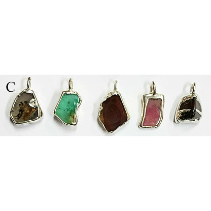 53962.0 - 5 pieces Australian Gemstones Set in pure silver Suitable as pendants, necklace, bracelet charms or earrings From 15 mm to 20 mm