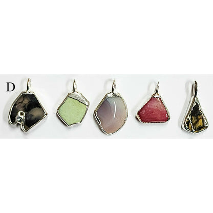 53962.0 - 5 pieces Australian Gemstones Set in pure silver Suitable as pendants, necklace, bracelet charms or earrings From 15 mm to 20 mm