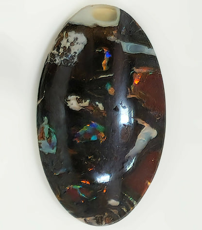 54093.0 - Unique 4 Piece set of Australian Queensland Boulder Opal, Earrings 24x20 mm + Pendant 35x25 + Ring 26x17 mm Weight is 65.39 carats