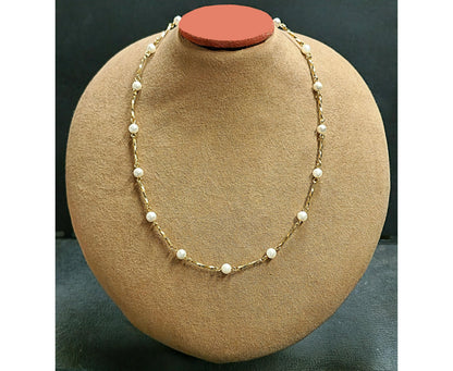 01028.0 - Sterling Silver Gold Plated Neck chain Twisted bars with 5mm shell based imitation pearls Various lengths chain and bracelets