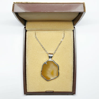 53605.3 – ONE Australian Made "SilverForm" Pendant with Agate from Agate Creek Qld set in PURE Silver + Complimentary Box and Plated Chain