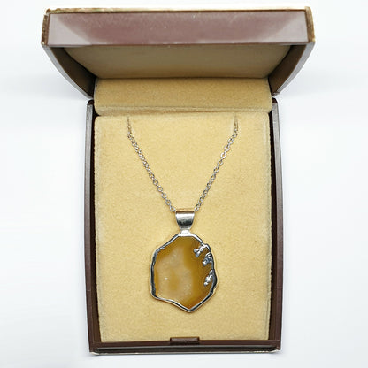 53605.3 – ONE Australian Made "SilverForm" Pendant with Agate from Agate Creek Qld set in PURE Silver + Complimentary Box and Plated Chain