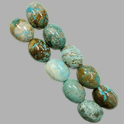 53917.3 - One Wholesale Lot of 10 Pieces Natural Untreated Australian Turquoise 16 x 12 mm Oval Cut 92 carats