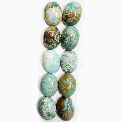 53917.3 - One Wholesale Lot of 10 Pieces Natural Untreated Australian Turquoise 16 x 12 mm Oval Cut 92 carats