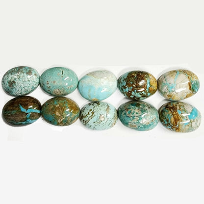 53917.3 - One Wholesale Lot of 10 Pieces Natural Untreated Australian Turquoise 16 x 12 mm Oval Cut 92 carats