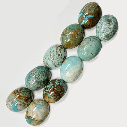 53917.3 - One Wholesale Lot of 10 Pieces Natural Untreated Australian Turquoise 16 x 12 mm Oval Cut 92 carats