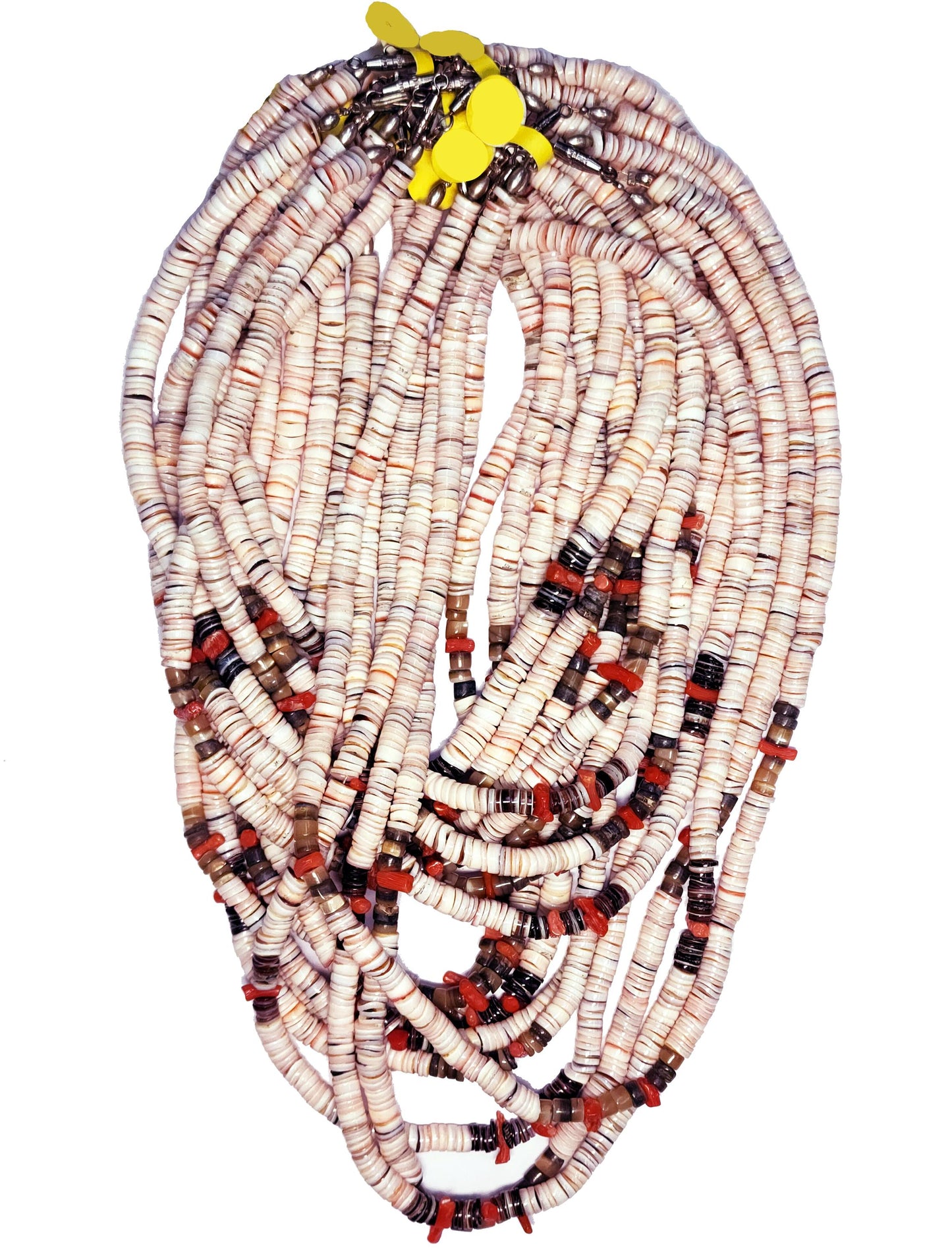 53961.0 - Pink Shell and Red Coral Necklace with Silver Colored Screw Type Clasp Available in Varoius Lengths 40 42 44 46 48 and 50 cm