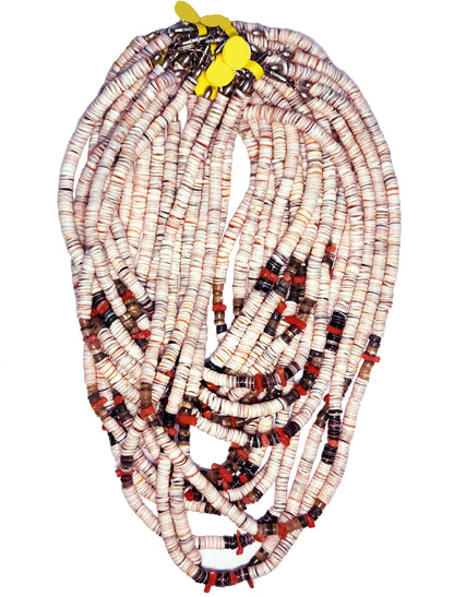 53961.0 - Pink Shell and Red Coral Necklace with Silver Colored Screw Type Clasp Available in Varoius Lengths 40 42 44 46 48 and 50 cm