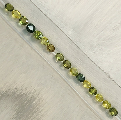 54088.0 - Natural Australian Non treated Sapphires from AUD 10.00 EACH About 3.25 to 3.75 mm long Ovals Yellow, Green, Teal and Parti Colour