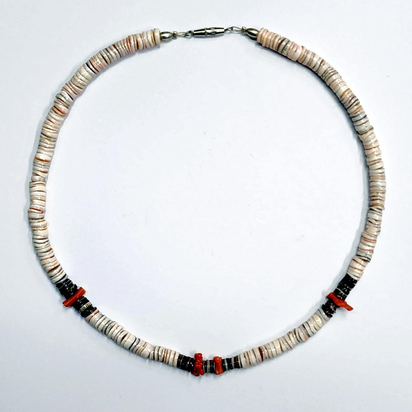 53961.0 - Pink Shell and Red Coral Necklace with Silver Colored Screw Type Clasp Available in Varoius Lengths 40 42 44 46 48 and 50 cm
