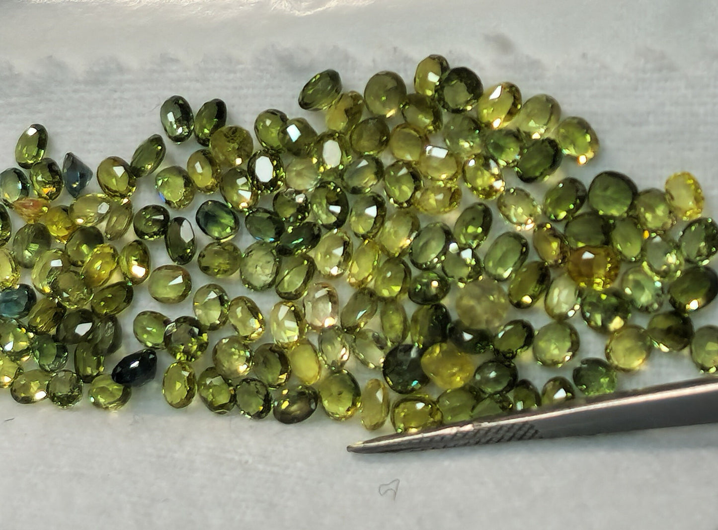 54088.0 - Natural Australian Non treated Sapphires from AUD 10.00 EACH About 3.25 to 3.75 mm long Ovals Yellow, Green, Teal and Parti Colour