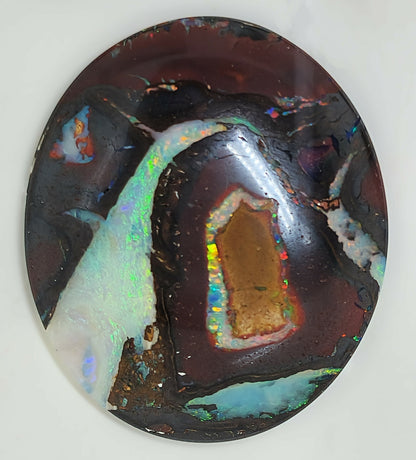 53466.0 - Very unusual and unique 3 Piece set of Australian Queensland Boulder Opal Earrings 36x19 mm & Pendant 30x26 mm Total 65.39 carats