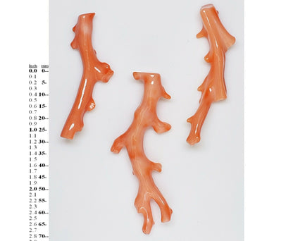 52053.0 - 3 Piece set of Taiwanese Pink Coral branches 66x6 mm Pendant and 50x5 mm Earrings 71.43 carats 14.3 grams NATURAL SEA CoralNot