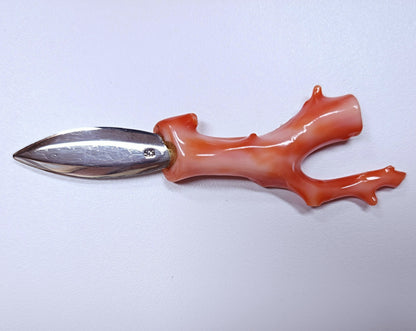 05019.0 - Unique Sterling Silver Blade Letter Knife with Natural Taiwanese Pink Coral Branch handle It was the ONLY ever made and its UNIQUE