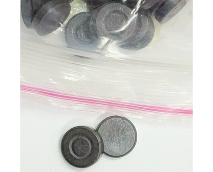 54027.0 - Ferrite Magnet D12x3mm SS Round Disc Wholesale quantities of 100 pieces per bag for sale D12x3mm SS is magnetic on one side only!