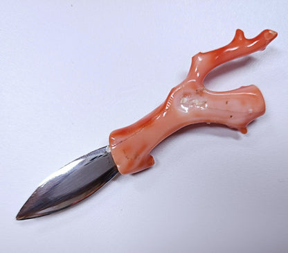 05019.0 - Unique Sterling Silver Blade Letter Knife with Natural Taiwanese Pink Coral Branch handle It was the ONLY ever made and its UNIQUE