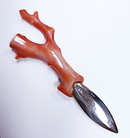 05019.0 - Unique Sterling Silver Blade Letter Knife with Natural Taiwanese Pink Coral Branch handle It was the ONLY ever made and its UNIQUE