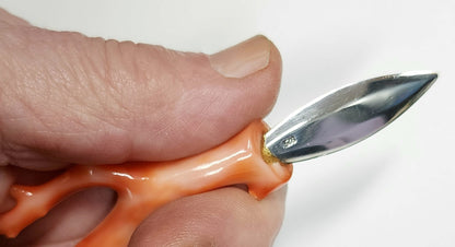 05019.0 - Unique Sterling Silver Blade Letter Knife with Natural Taiwanese Pink Coral Branch handle It was the ONLY ever made and its UNIQUE