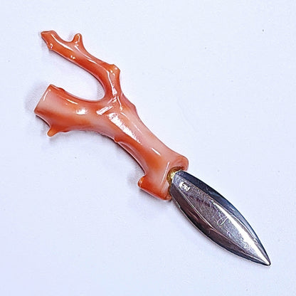 05019.0 - Unique Sterling Silver Blade Letter Knife with Natural Taiwanese Pink Coral Branch handle It was the ONLY ever made and its UNIQUE