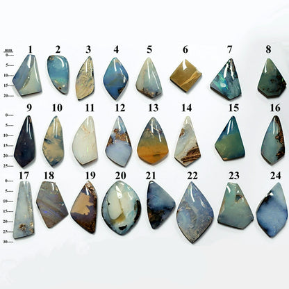 54030 - The LOT=AusDollars 600 Australian Free form cut Boulder Opals for sale Various quantities and prices Baroque shapes from 15 to 30 mm
