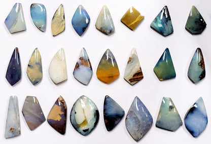 54030 - The LOT=AusDollars 600 Australian Free form cut Boulder Opals for sale Various quantities and prices Baroque shapes from 15 to 30 mm