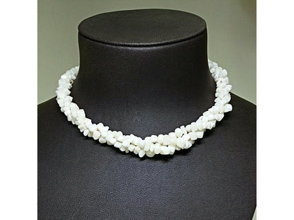 06725.0 - Genuine Untreated 3-Strand Short Branch Natural Coral Choker in White Coral or Very Light Pink or Pink Coral from Taiwan in 1980's
