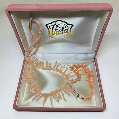 54188.0 - Half long and half short light pink Coral branch necklace  Natural coral harvested from Taiwan sea with bracelet presentation box