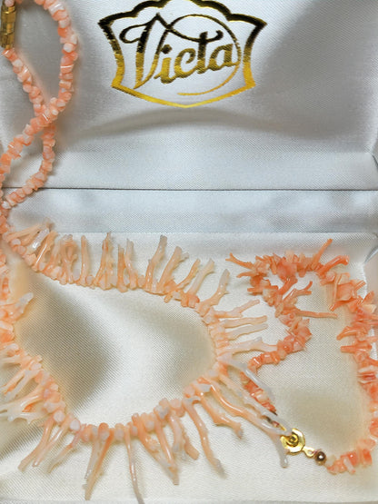 54188.0 - Half long and half short light pink Coral branch necklace  Natural coral harvested from Taiwan sea with bracelet presentation box