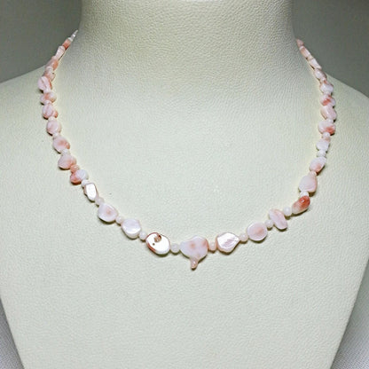 54189.0 - Matching 40 cm Light Pink Taiwanese sliced coral and bead necklace and 21 cm bracelet presentation box harvested from sea 1970-80