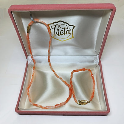 54198.0 - 41 cm Natural Pink Taiwanese tube Coral necklace with 19 cm deep pink bracelet in presentation box harvested from Taiwan sea 1970s