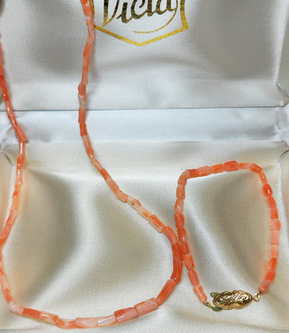 54198.0 - 41 cm Natural Pink Taiwanese tube Coral necklace with 19 cm deep pink bracelet in presentation box harvested from Taiwan sea 1970s