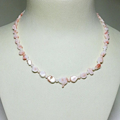 54189.0 - Matching 40 cm Light Pink Taiwanese sliced coral and bead necklace and 21 cm bracelet presentation box harvested from sea 1970-80