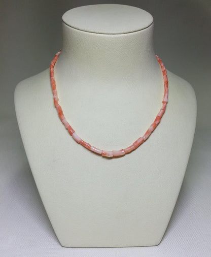 54198.0 - 41 cm Natural Pink Taiwanese tube Coral necklace with 19 cm deep pink bracelet in presentation box harvested from Taiwan sea 1970s