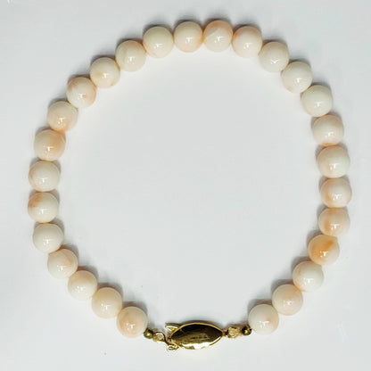 54201.0 - Matching 47 cm 6.5 mm Light Pink natural Taiwanese Coral Bead Necklace and 18.5 cm Bracelet in box Harvested from the sea 1970-80