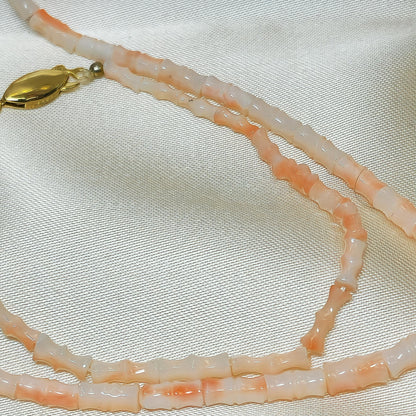 54197.0 - 42 cm Pink Taiwanese Natural Coral necklace and matching bamboo designed 19cm bracelet in presentation box harvested from the sea 1970-1980