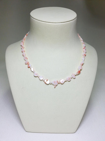 54189.0 - Matching 40 cm Light Pink Taiwanese sliced coral and bead necklace and 21 cm bracelet presentation box harvested from sea 1970-80
