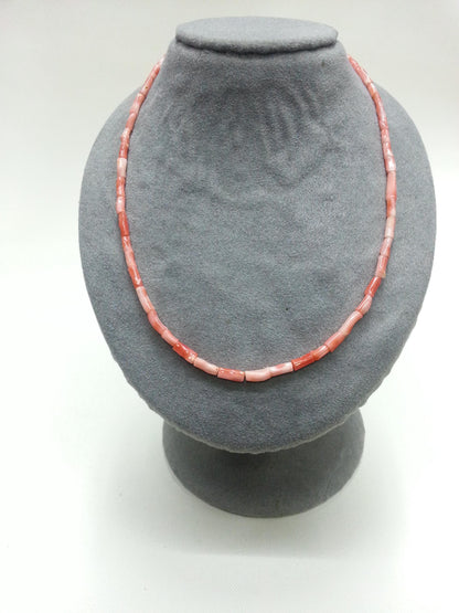 54198.0 - 41 cm Natural Pink Taiwanese tube Coral necklace with 19 cm deep pink bracelet in presentation box harvested from Taiwan sea 1970s