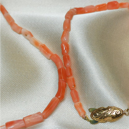 54198.0 - 41 cm Natural Pink Taiwanese tube Coral necklace with 19 cm deep pink bracelet in presentation box harvested from Taiwan sea 1970s