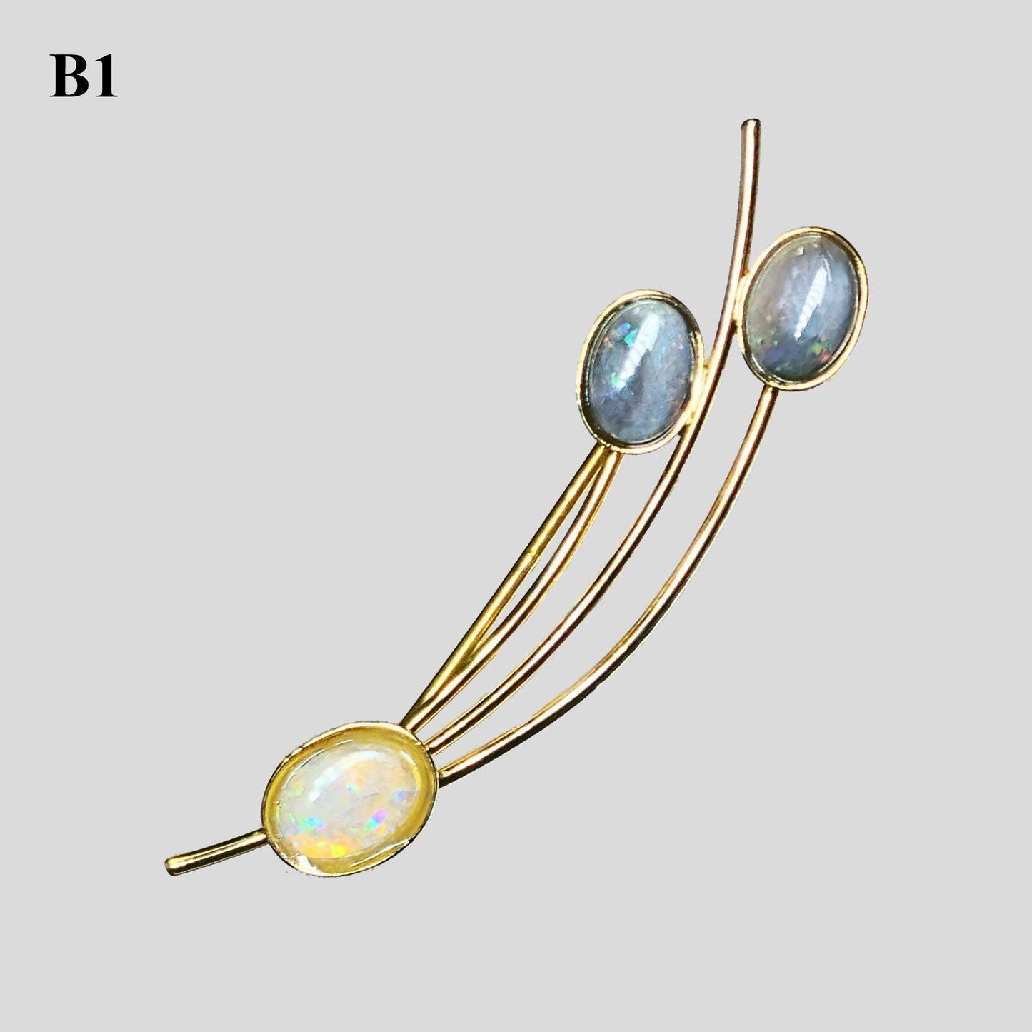 04129. Gold Plated Sterling Silver Brooch with Australian Solid Opals