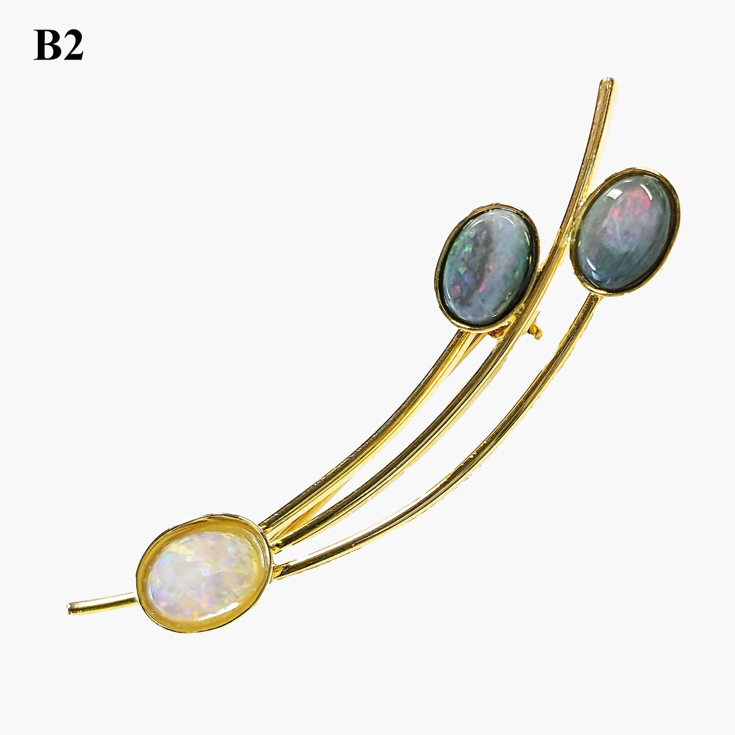 04129. Gold Plated Sterling Silver Brooch with Australian Solid Opals