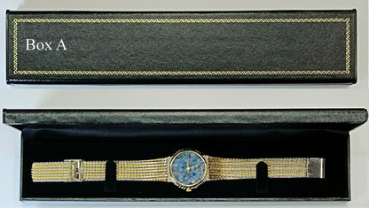 03539.0 - 32 mm "GEMTIME" Opal Watch with Natural Australian Opal 4 Roman numbers Gold and Silver metal band Japanese movement