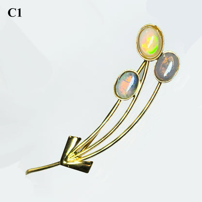 04129. Gold Plated Sterling Silver Brooch with Australian Solid Opals