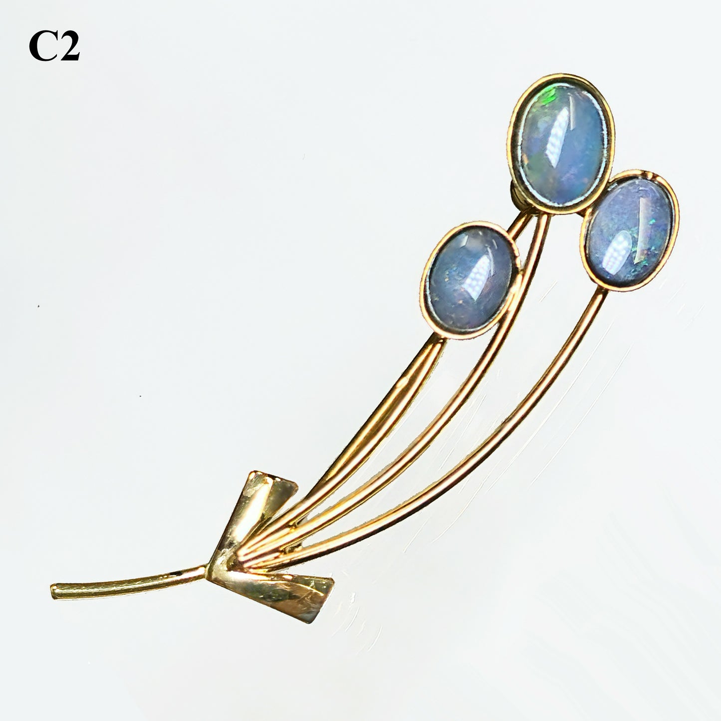 04129. Gold Plated Sterling Silver Brooch with Australian Solid Opals