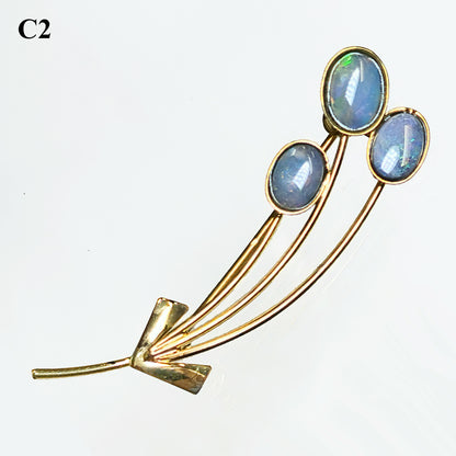 04129. Gold Plated Sterling Silver Brooch with Australian Solid Opals