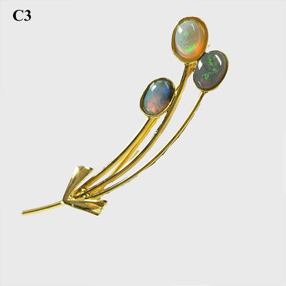 04129. Gold Plated Sterling Silver Brooch with Australian Solid Opals