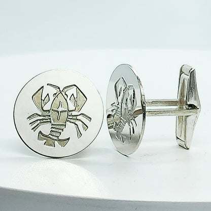 54209. Sterling Silver Cuff Links, Zodiac Designs, Spring Loaded Links, Presentation Box