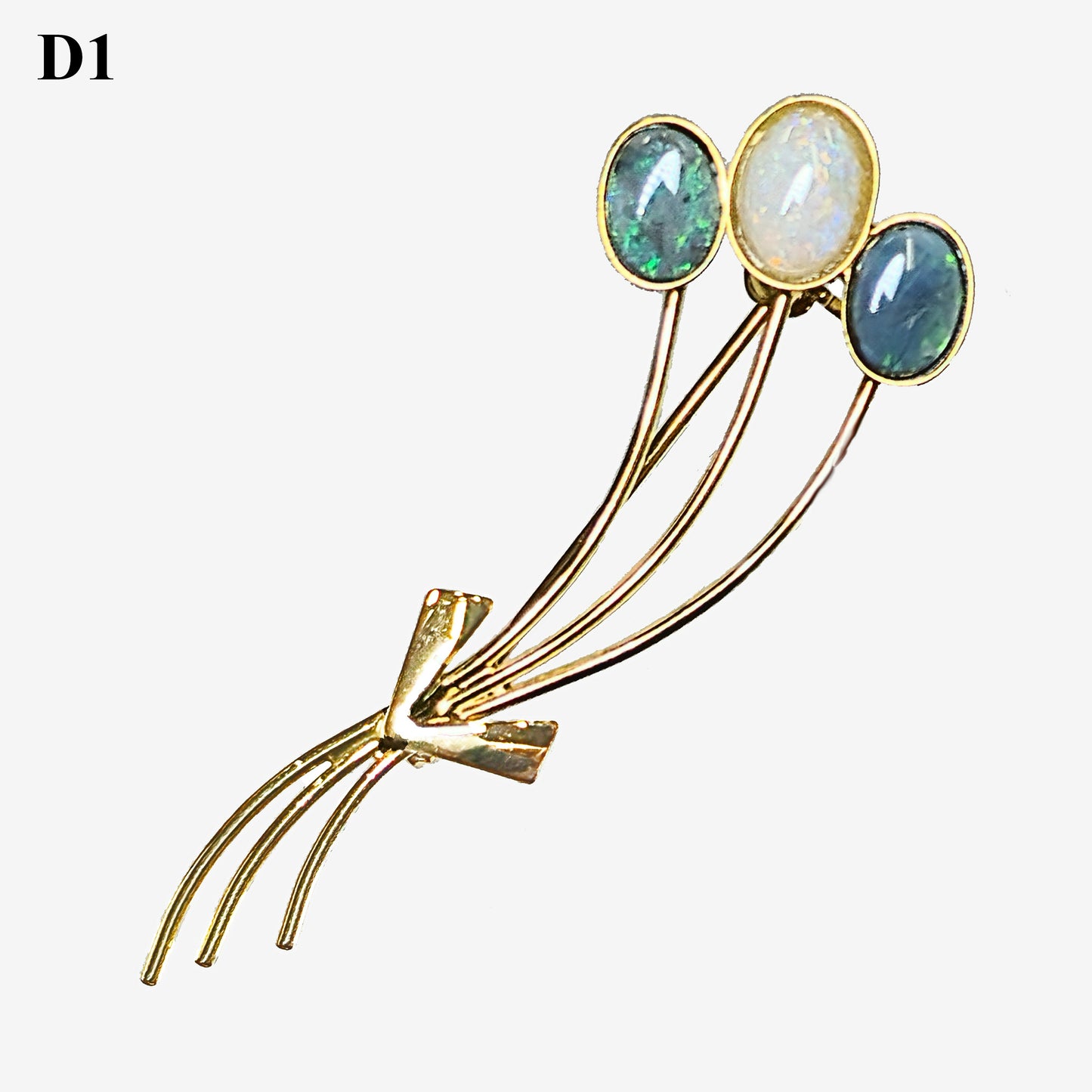 04129. Gold Plated Sterling Silver Brooch with Australian Solid Opals