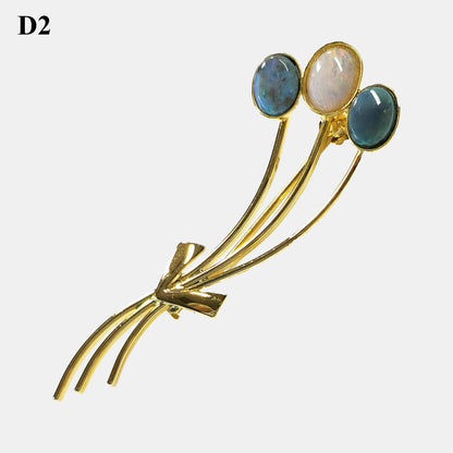 04129. Gold Plated Sterling Silver Brooch with Australian Solid Opals