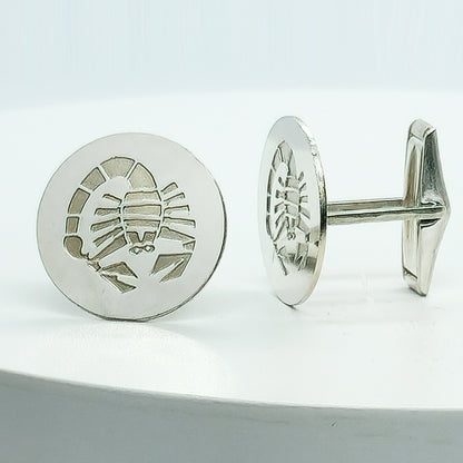54209. Sterling Silver Cuff Links, Zodiac Designs, Spring Loaded Links, Presentation Box